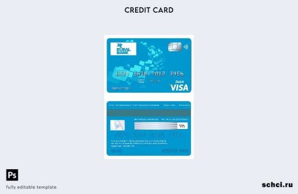 цифровая загрузка шаблона карты Visa для сельского банка Австралии